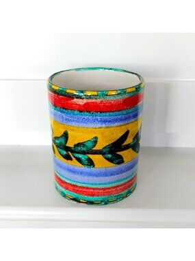 Vintage De Simone Italy Art Pottery Vase, Mid Century Modern MCM Ceramic Tumbler